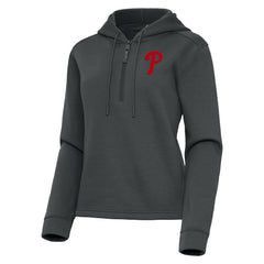 Philadelphia Phillies Antigua Women's Contemporary Quarter-Zip Hoodie - Pewter Hoodies