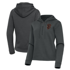 San Francisco Giants Antigua Women's Contemporary Quarter-Zip Hoodie - Pewter Hoodies