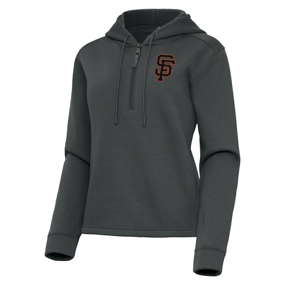 San Francisco Giants Antigua Women's Contemporary Quarter-Zip Hoodie - Pewter Hoodies