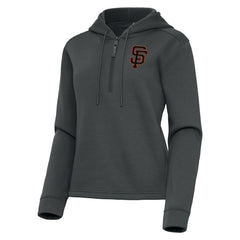 San Francisco Giants Antigua Women's Contemporary Quarter-Zip Hoodie - Pewter Hoodies