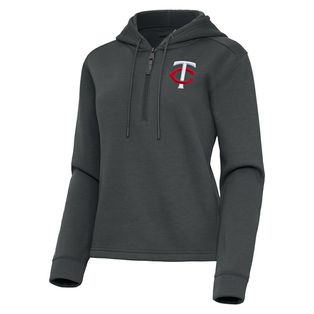 Minnesota Twins Antigua Women's Contemporary Quarter-Zip Hoodie - Pewter Hoodies