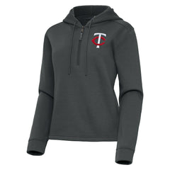 Minnesota Twins Antigua Women's Contemporary Quarter-Zip Hoodie - Pewter Hoodies