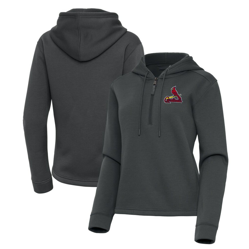 St. Louis Cardinals Antigua Women's Contemporary Quarter-Zip Hoodie - Pewter Hoodies