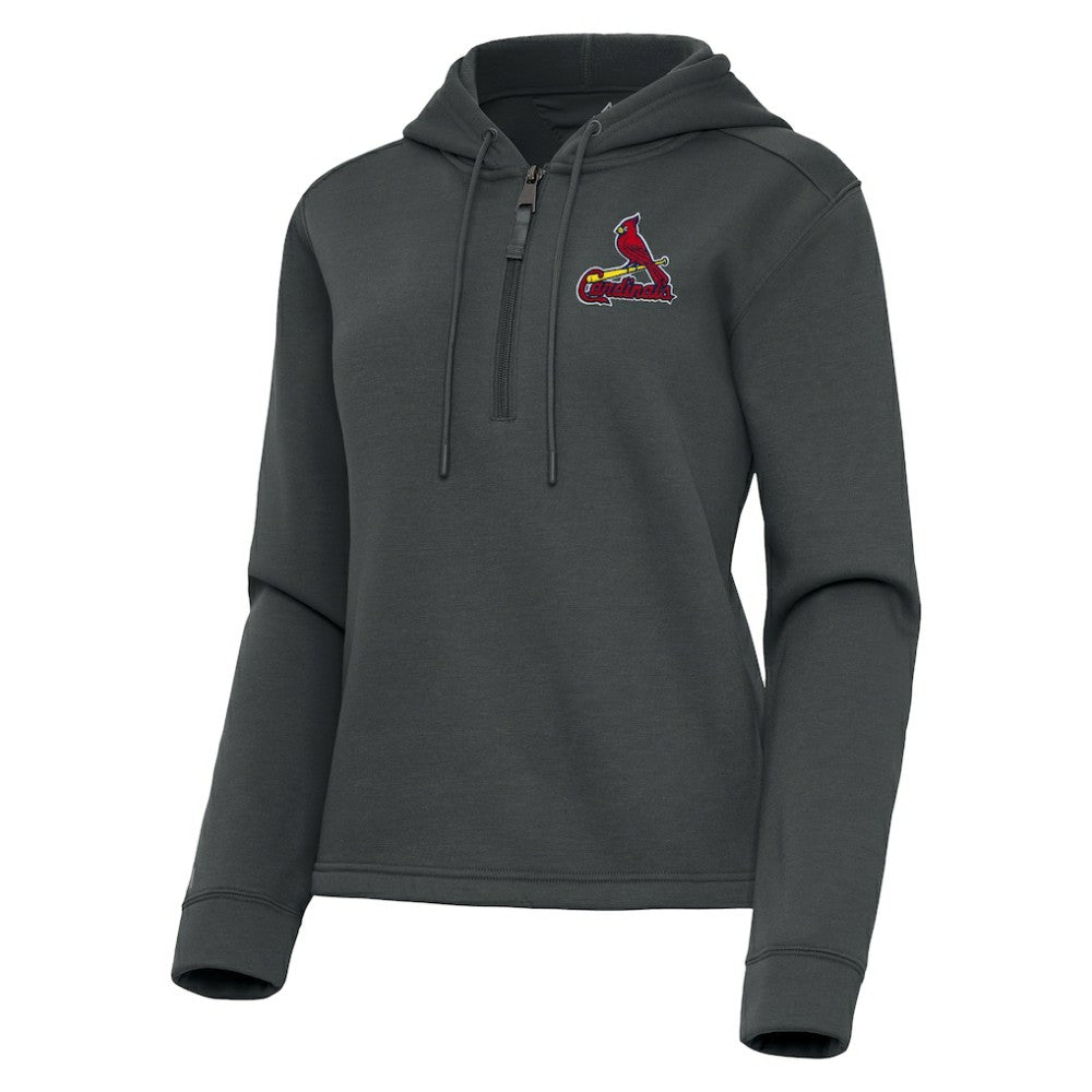 St. Louis Cardinals Antigua Women's Contemporary Quarter-Zip Hoodie - Pewter Hoodies