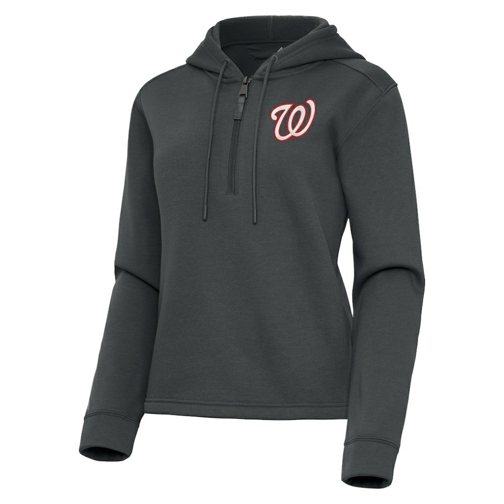 Washington Nationals Antigua Women's Contemporary Quarter-Zip Hoodie - Pewter Hoodies