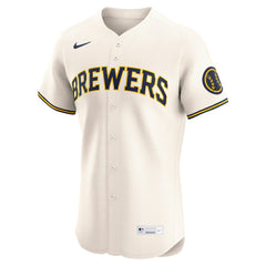Milwaukee Brewers Nike Home Elite Jersey - Cream Jerseys