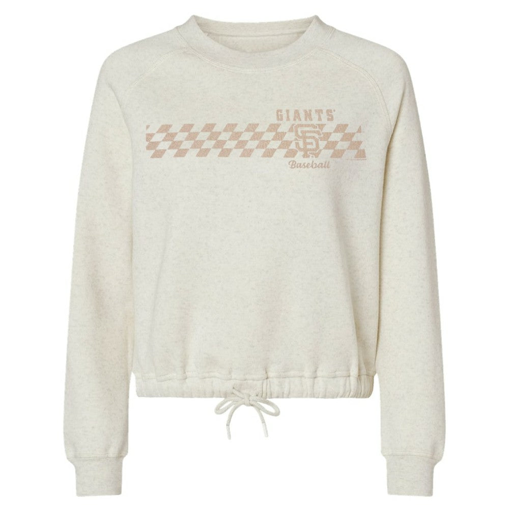 San Francisco Giants Soft as a Grape Women's Tonal Checkered Sweatshirt - Natural Sweatshirts