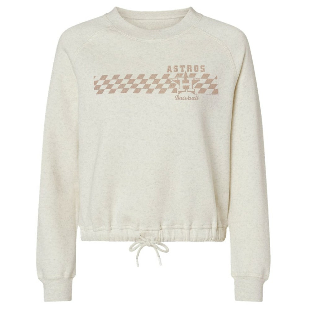 Houston Astros Soft as a Grape Women's Tonal Checkered Sweatshirt - Natural Sweatshirts