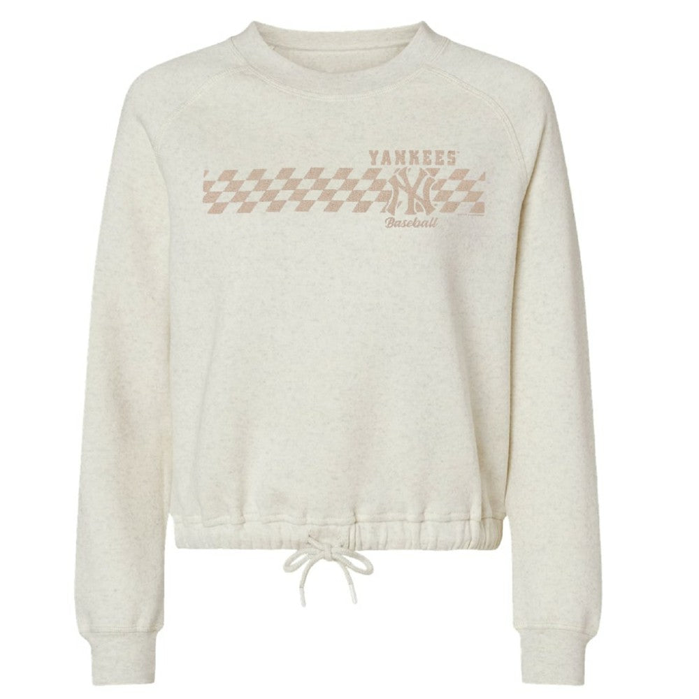New York Yankees Soft as a Grape Women's Tonal Checkered Sweatshirt - Natural Sweatshirts