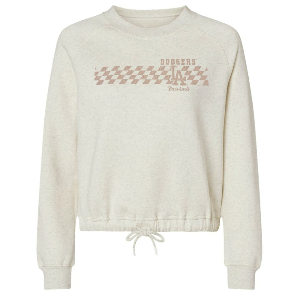 Los Angeles Dodgers Soft as a Grape Women's Tonal Checkered Sweatshirt - Natural Sweatshirts