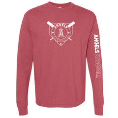 Los Angeles Angels Soft as a Grape Women's Pigment Dye Long Sleeve T-Shirt - Red T-shirts