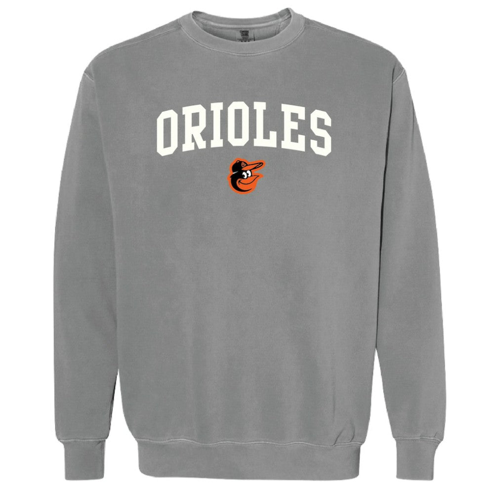 Baltimore Orioles Soft as a Grape Women's Pigment Dye Pullover Sweatshirt - Charcoal Pullover