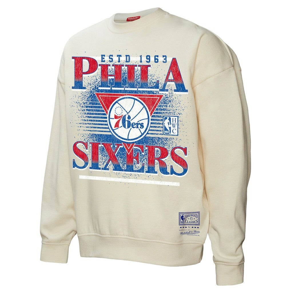 Philadelphia 76ers Women's Oversprayed Pullover Sweatshirt Cream