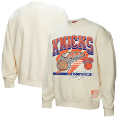 New York Knicks Women's Brush Bucket Pullover Sweatshirt Cream