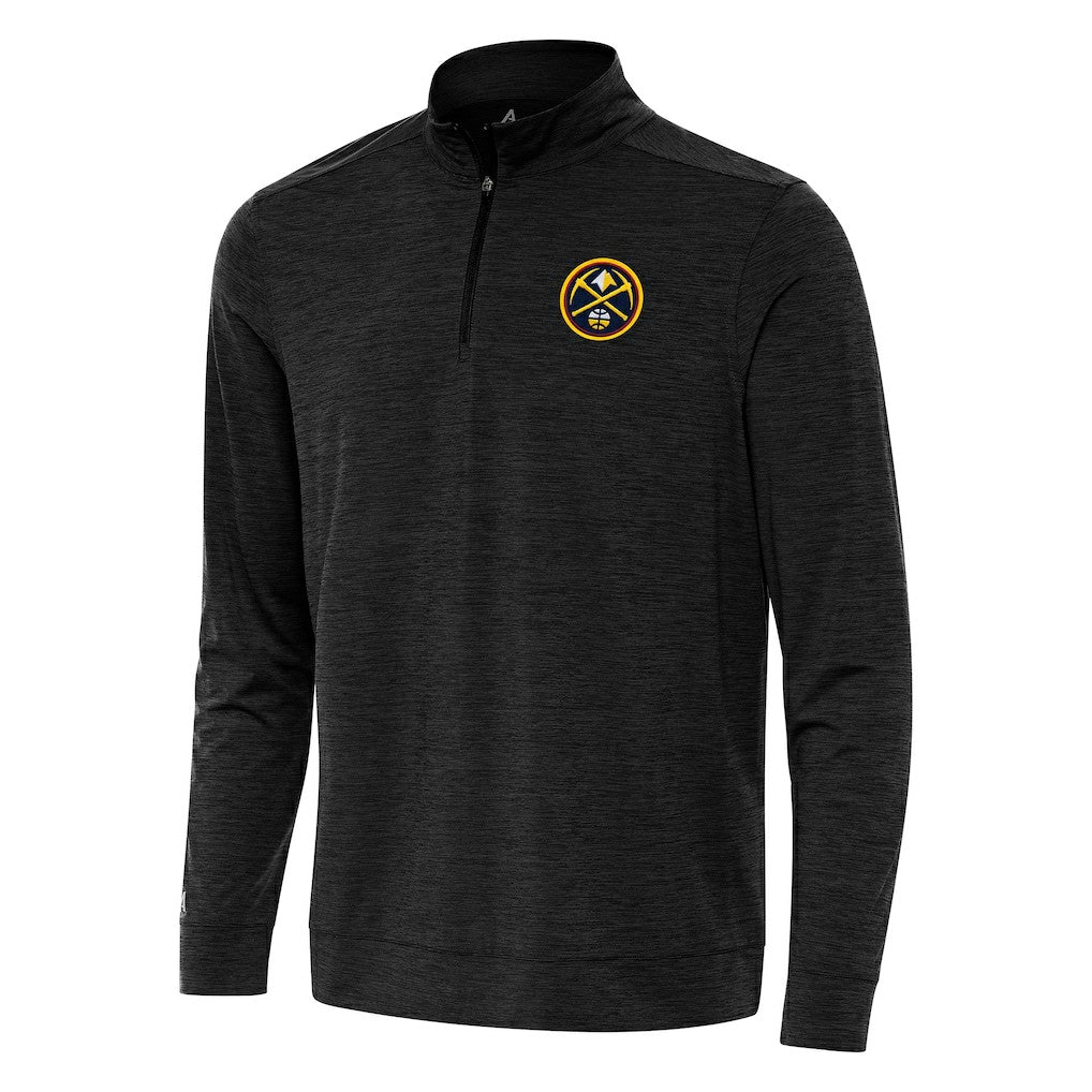 Denver Nuggets Antigua Bright Quarter-Zip Top Heather Black