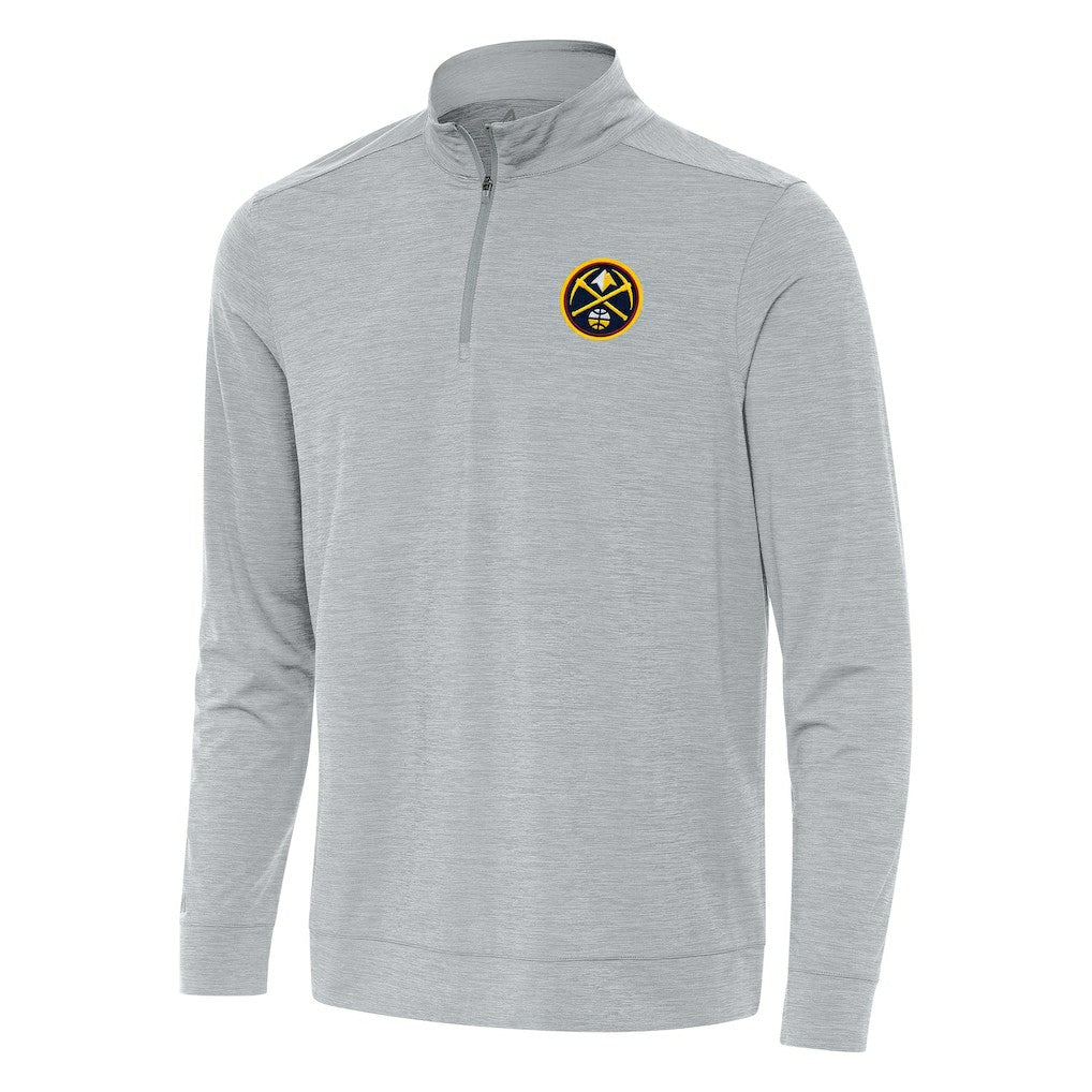 Denver Nuggets Antigua Bright Quarter-Zip Top Heather Gray