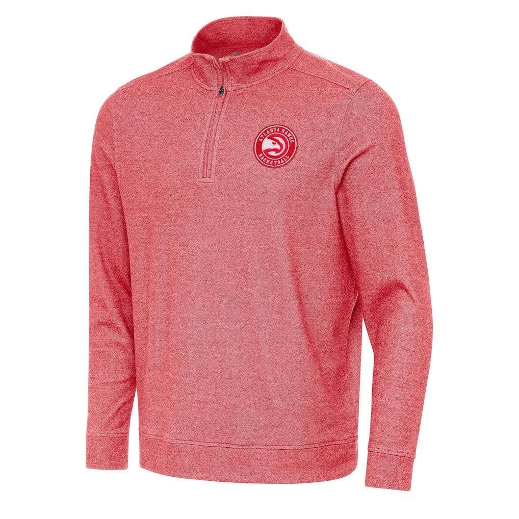Atlanta Hawks Antigua Subtle Quarter-Zip Sweatshirt Heather Red