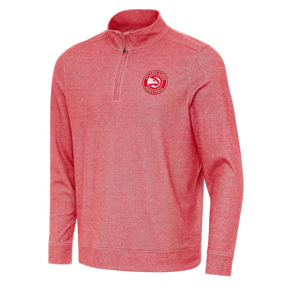Atlanta Hawks Antigua Subtle Quarter-Zip Sweatshirt Heather Red