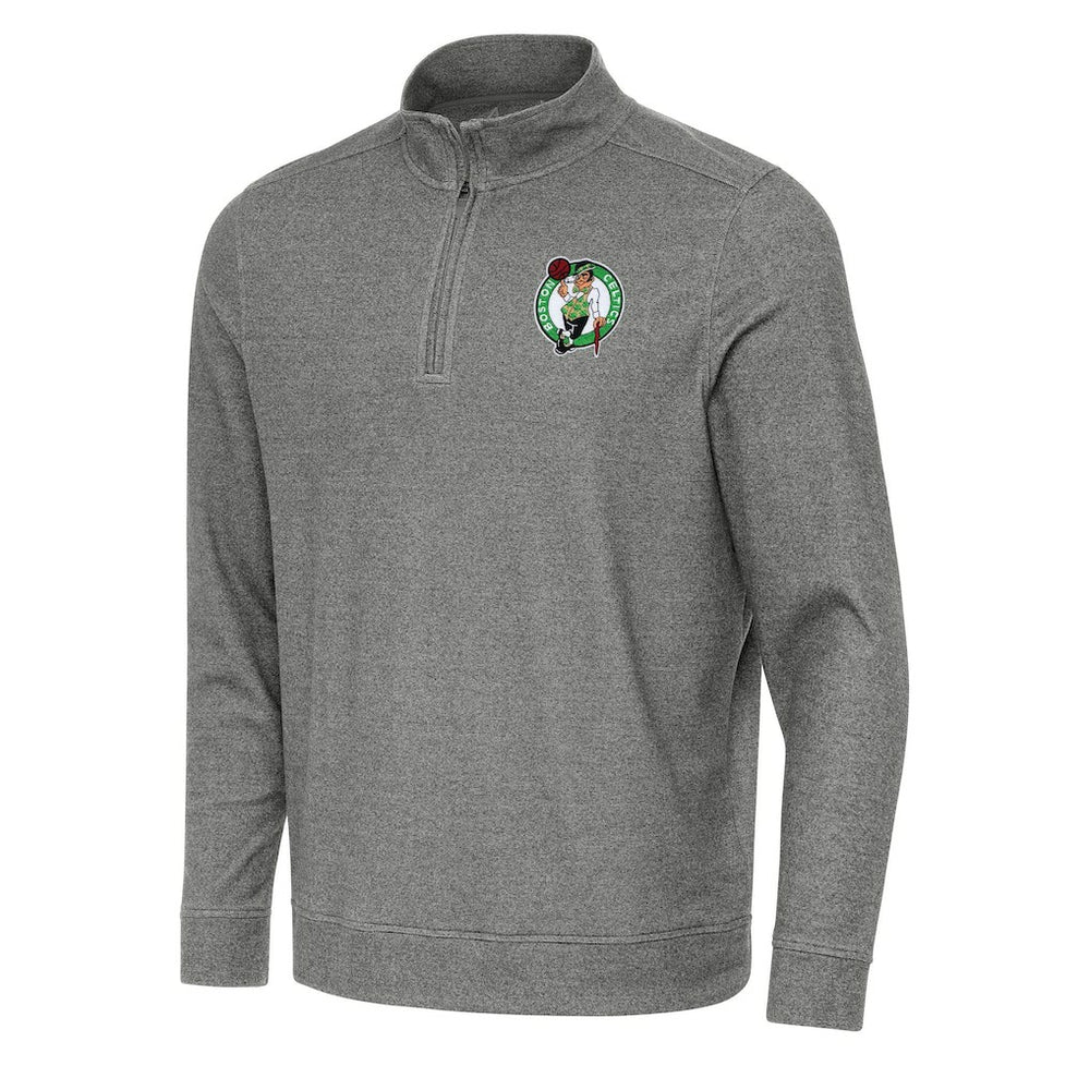 Boston Celtics Antigua Subtle Quarter-Zip Sweatshirt Heather Black