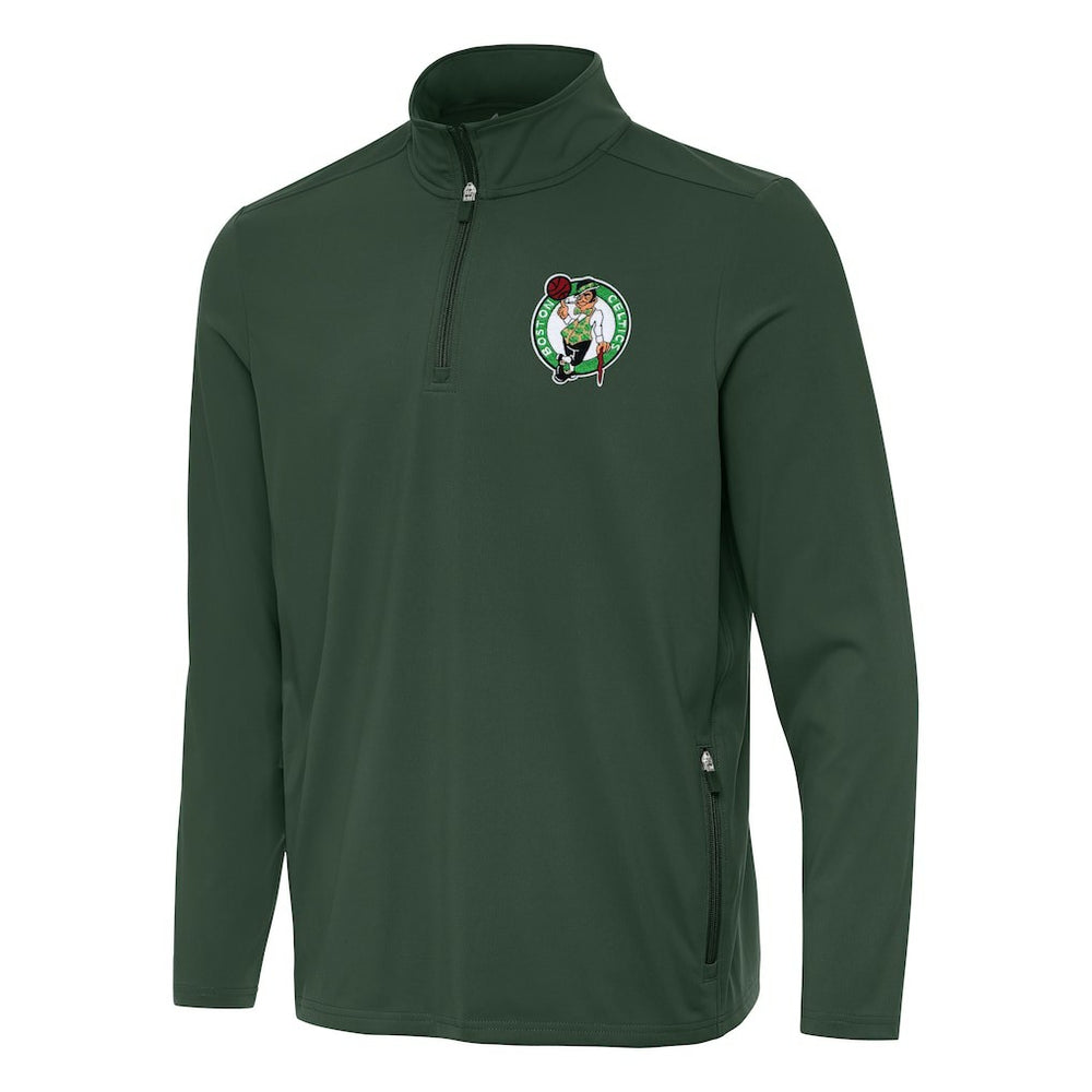 Boston Celtics Antigua Perilous Quarter-Zip Sweatshirt Hunter Green