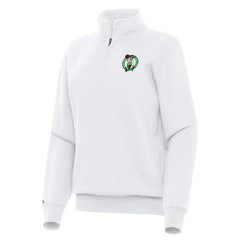 Boston Celtics Antigua Women's Victory Quarter-Zip Sweatshirt White
