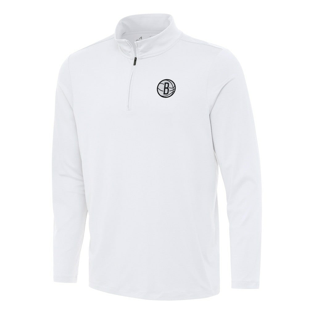 Brooklyn Nets Antigua Reprocess Quarter-Zip Top White
