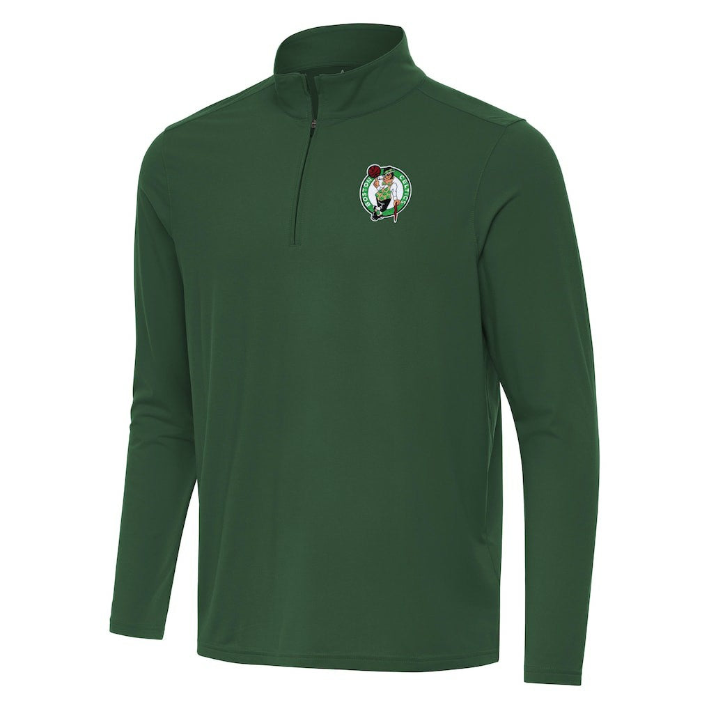 Boston Celtics Antigua Intent Quarter-Zip Top Hunter Green