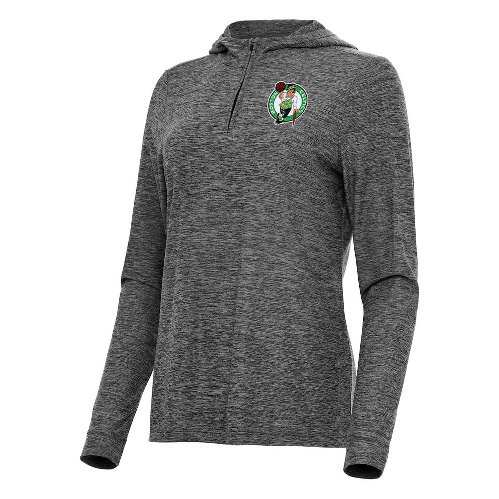 Boston Celtics Antigua Women's Daybreak Quarter-Zip Hoodie Heather Black
