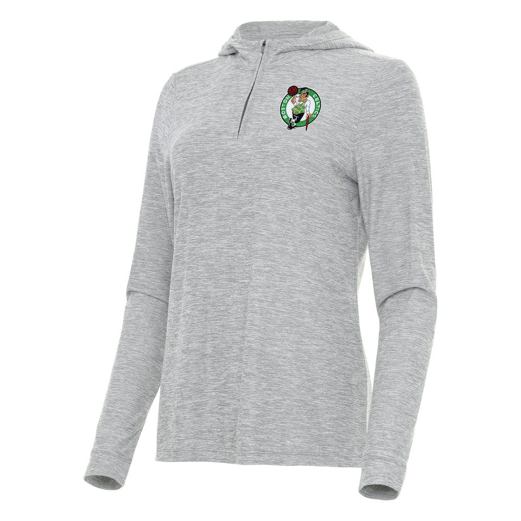 Boston Celtics Antigua Women's Daybreak Quarter-Zip Hoodie Heather Gray
