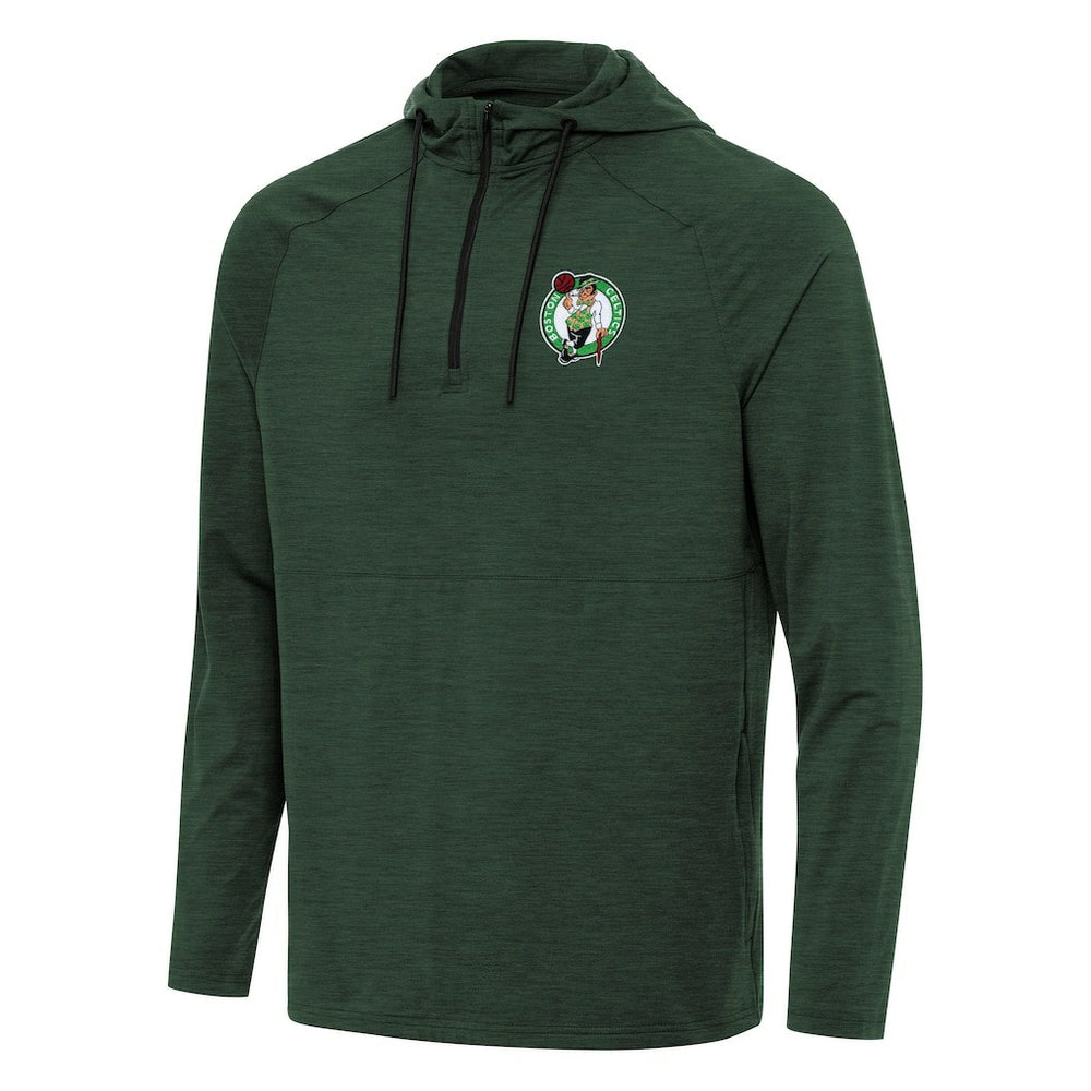 Boston Celtics Antigua Spikes Raglan Quarter-Zip Hoodie Heather Green