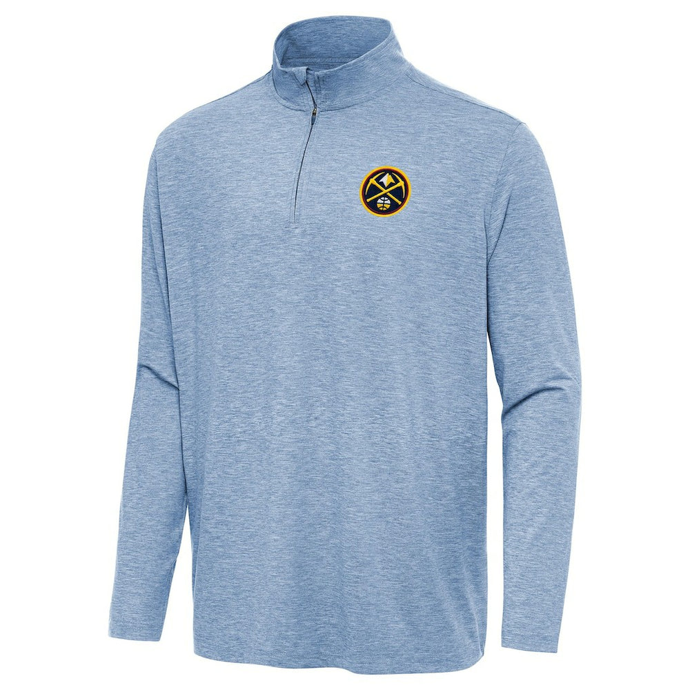 Denver Nuggets Antigua Hunk Quarter-Zip Top Heather Blue