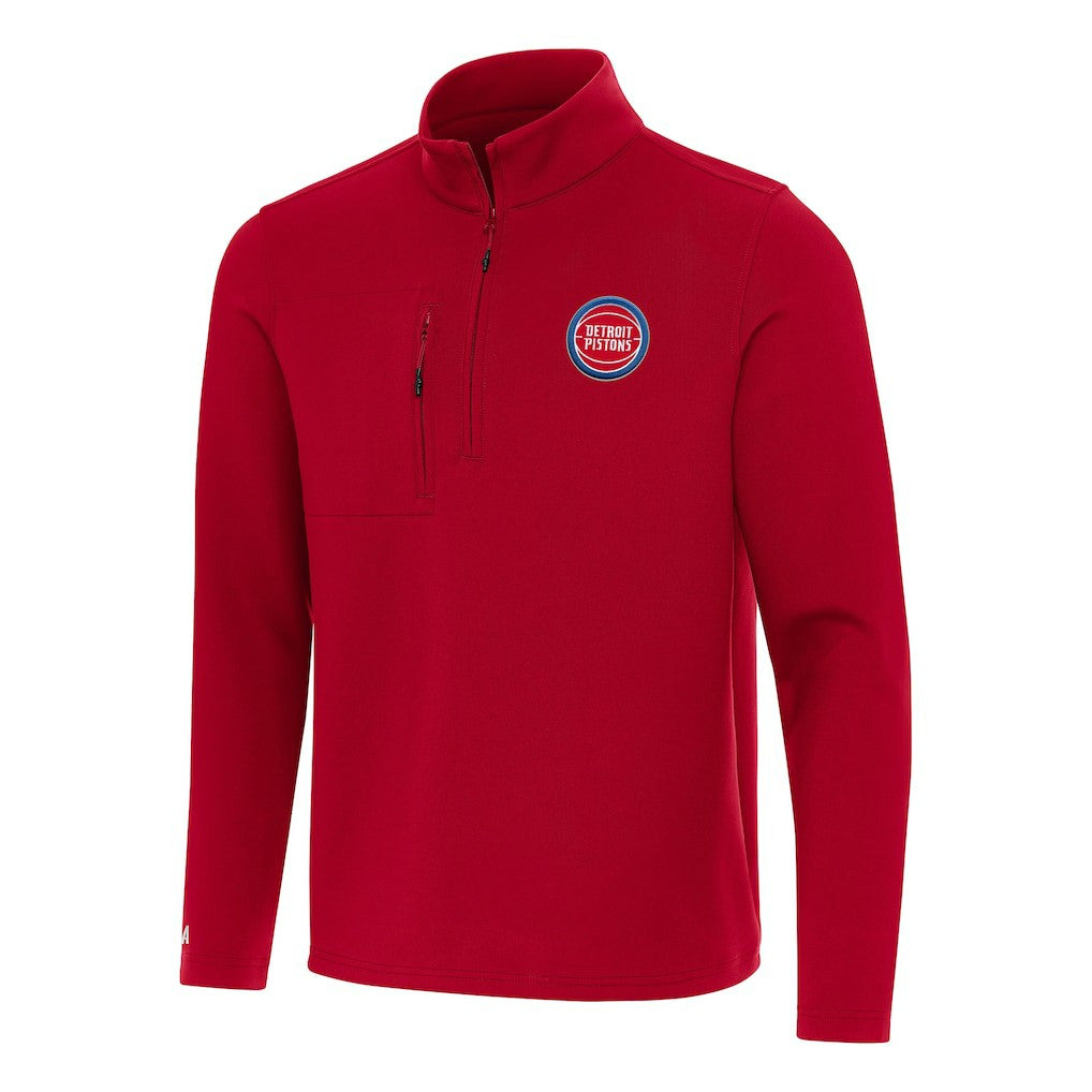 Detroit Pistons Antigua Insider Quarter-Zip Top Red