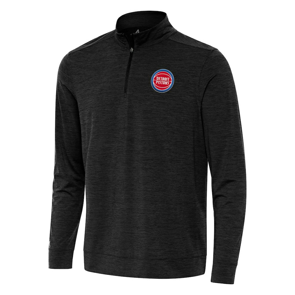Detroit Pistons Antigua Bright Quarter-Zip Top Heather Black