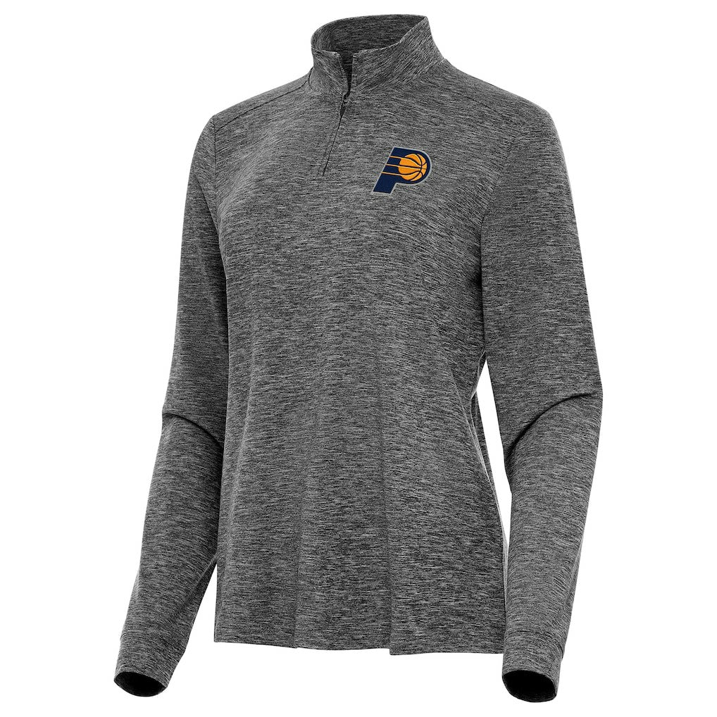 Indiana Pacers Antigua Women's Mentor Quarter-Zip Mock Long Sleeve Top Heather Black