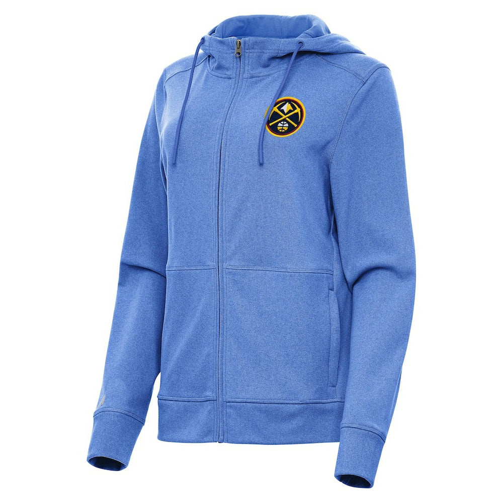 Denver Nuggets Antigua Women's Seeker Full-Zip Hoodie Jacket Heather Blue
