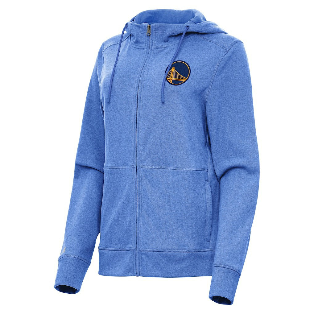 Golden State Warriors Antigua Women's Seeker Full-Zip Hoodie Jacket Heather Royal