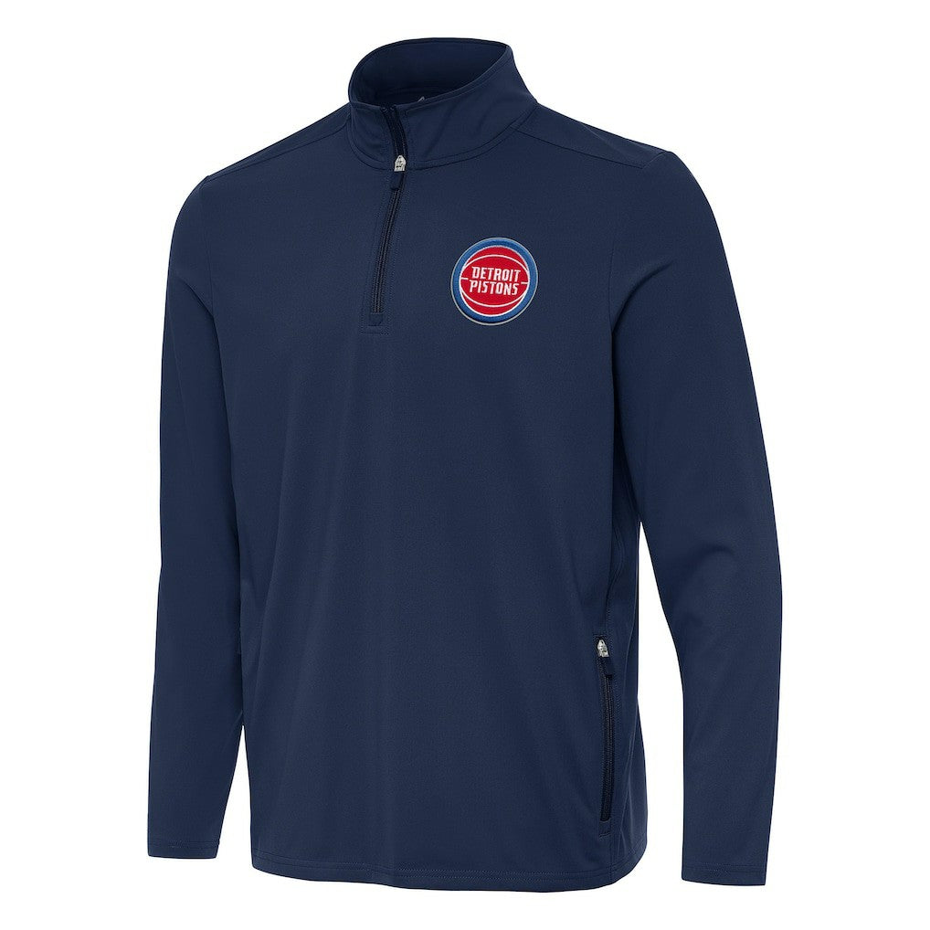 Detroit Pistons Antigua Perilous Quarter-Zip Sweatshirt Navy