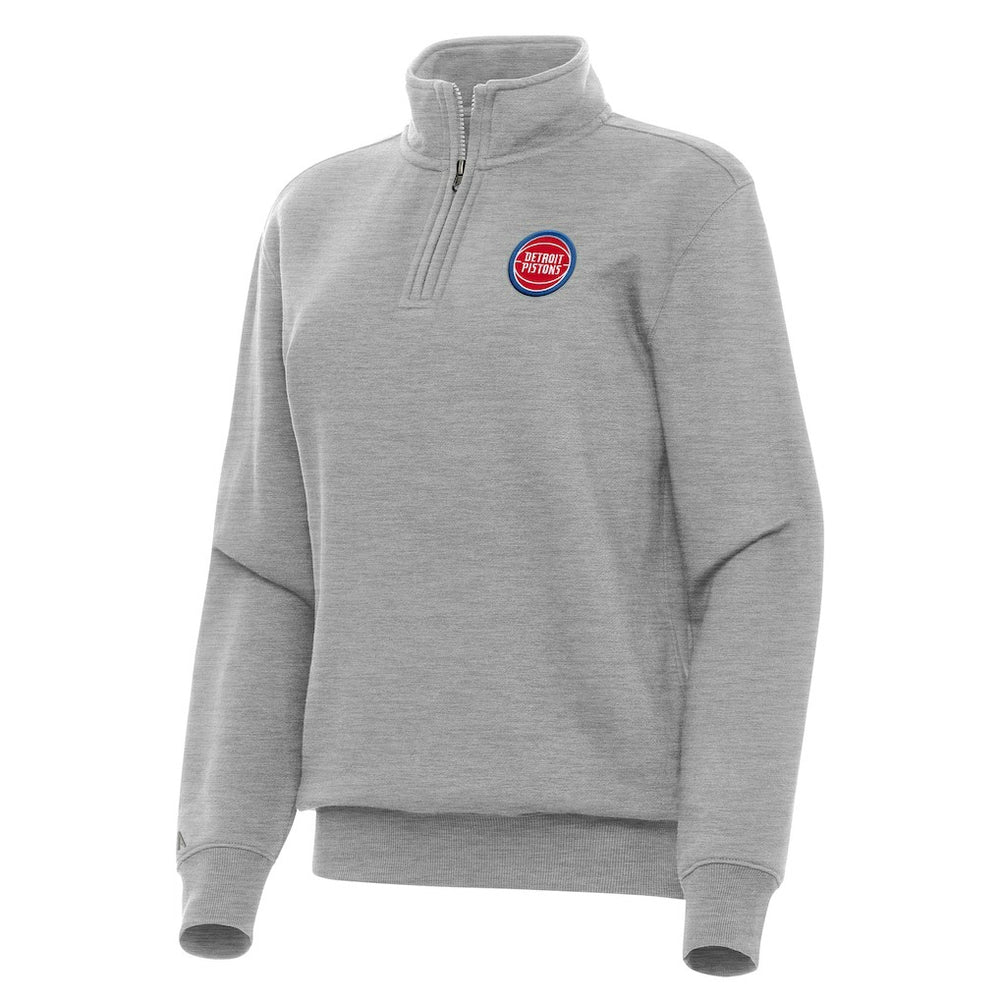 Detroit Pistons Antigua Women's Victory Quarter-Zip Sweatshirt Heather Gray