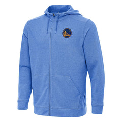 Golden State Warriors Antigua Effortless Full-Zip Hoodie Jacket Heather Royal