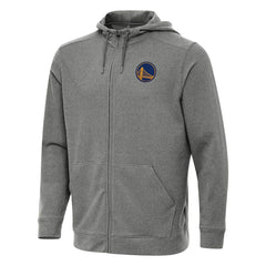 Golden State Warriors Antigua Effortless Full-Zip Hoodie Jacket Heather Charcoal