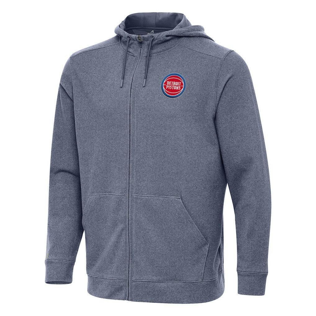 Detroit Pistons Antigua Effortless Full-Zip Hoodie Jacket Heather Navy