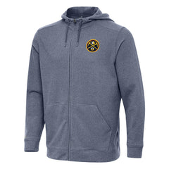 Denver Nuggets Antigua Effortless Full-Zip Hoodie Jacket Heather Navy