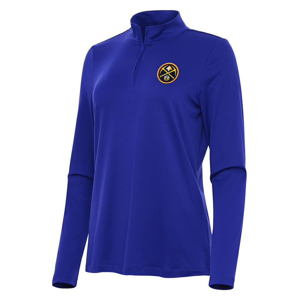 Denver Nuggets Antigua Women's Reprocess Quarter-Zip Top Blue