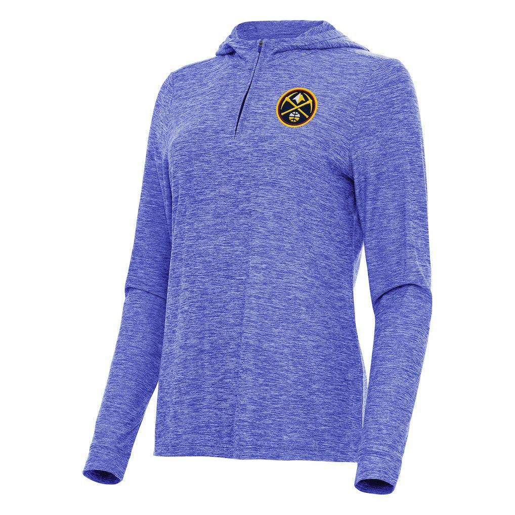 Denver Nuggets Antigua Women's Daybreak Quarter-Zip Hoodie Heather Blue