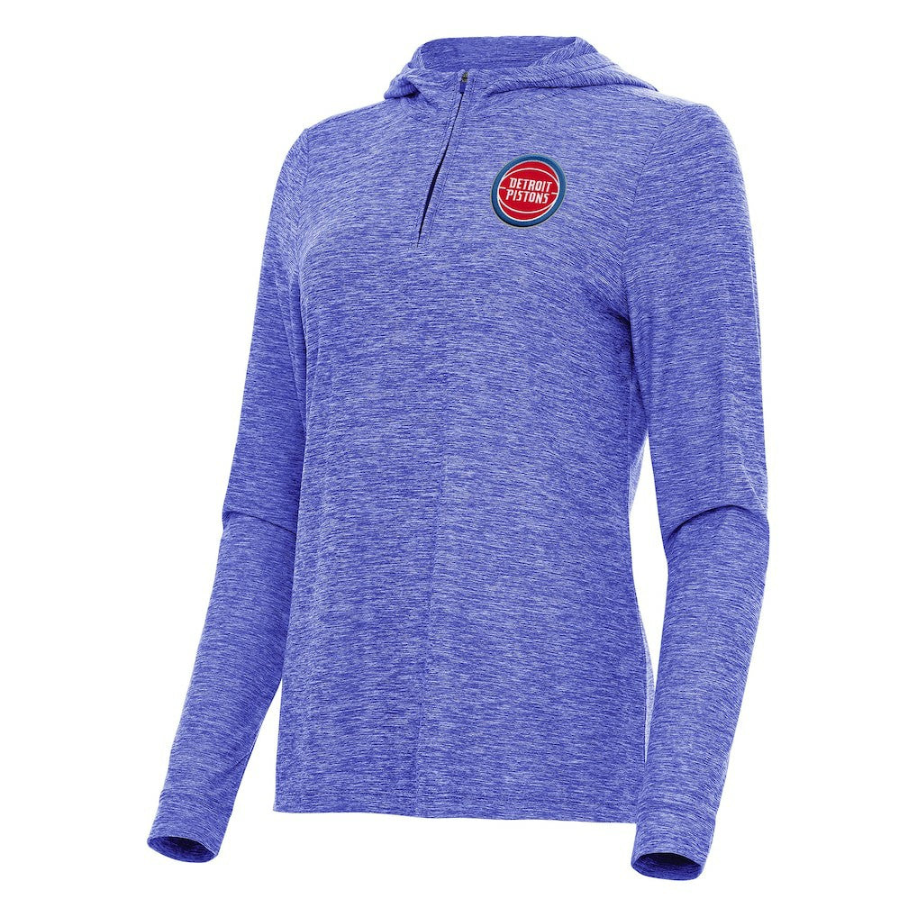 Detroit Pistons Antigua Women's Daybreak Quarter-Zip Hoodie Heather Blue