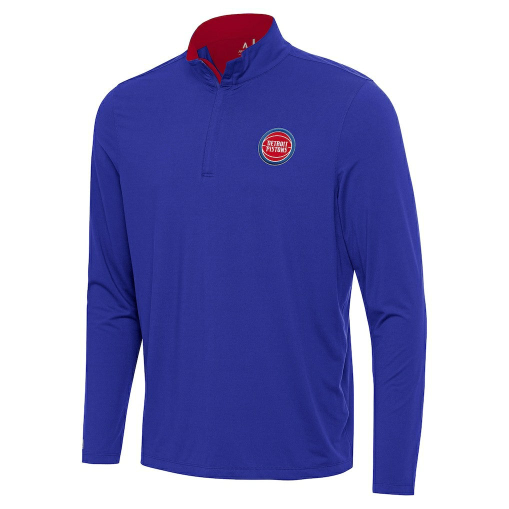 Detroit Pistons Antigua Content Quarter-Zip Top Blue