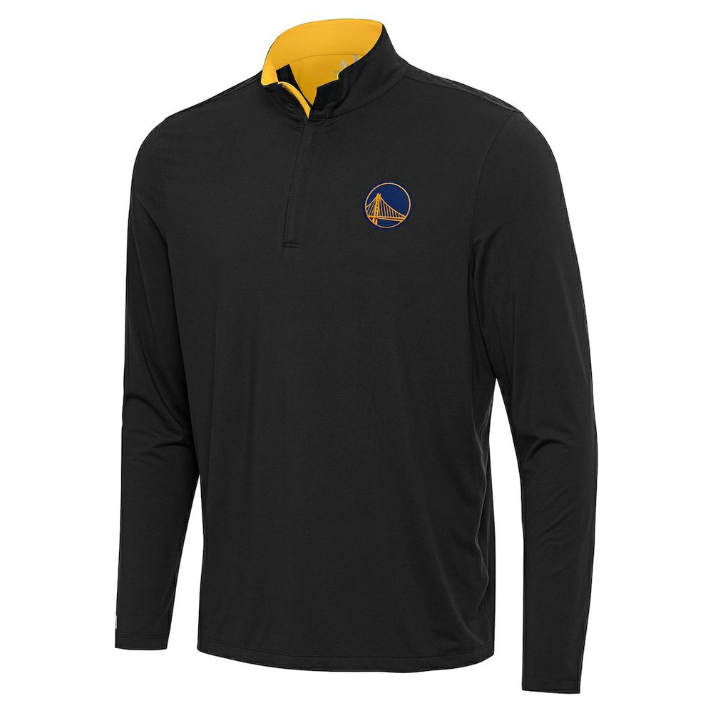 Golden State Warriors Antigua Content Quarter-Zip Top Black/Gold