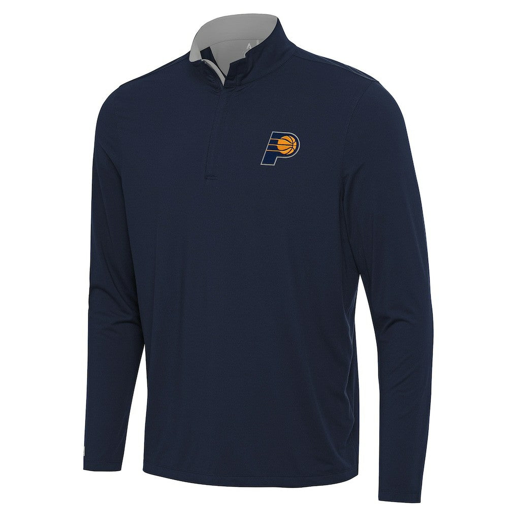 Indiana Pacers Antigua Content Quarter-Zip Top Navy/Gray