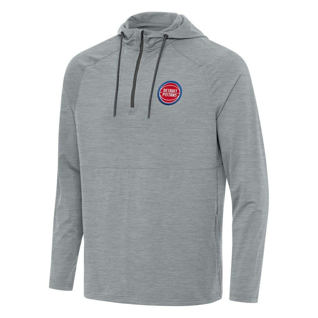 Detroit Pistons Antigua Spikes Raglan Quarter-Zip Hoodie Heather Gray