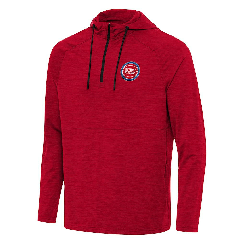 Detroit Pistons Antigua Spikes Raglan Quarter-Zip Hoodie Heather Red